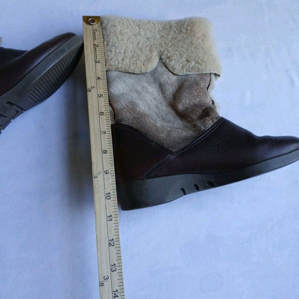 Vintage Hush Puppies Boots 6 Womens‎ Leather Fleece Lined Cozy Hippie USA Made - Picture 14 of 14